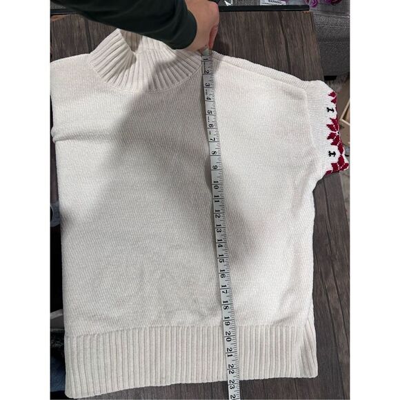 Christian Siriano White Christmas Argyle turtle Neck Ribbed Cuff Sweater Size L - Picture 13 of 13